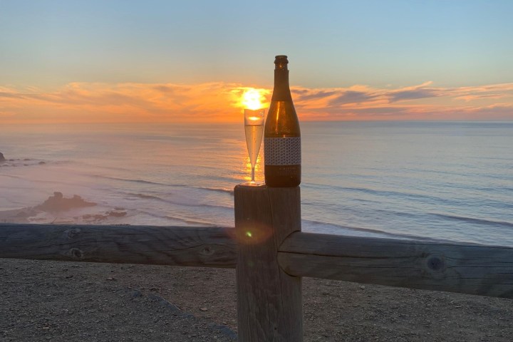 a sunset over a body of water